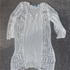 Solitaire Swim Bathing Suit Coverup White Beachy Size Medium swimwear